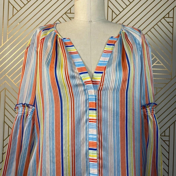 Tanya‎ Taylor Illa Silk Blouse Summer Stripe Print - Picture 3 of 12